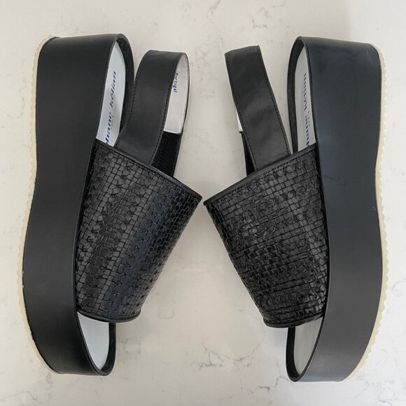 Stephane Kelian Paris Woven Sling Back Platform Sandals Black + White Sz 40 - Picture 4 of 13